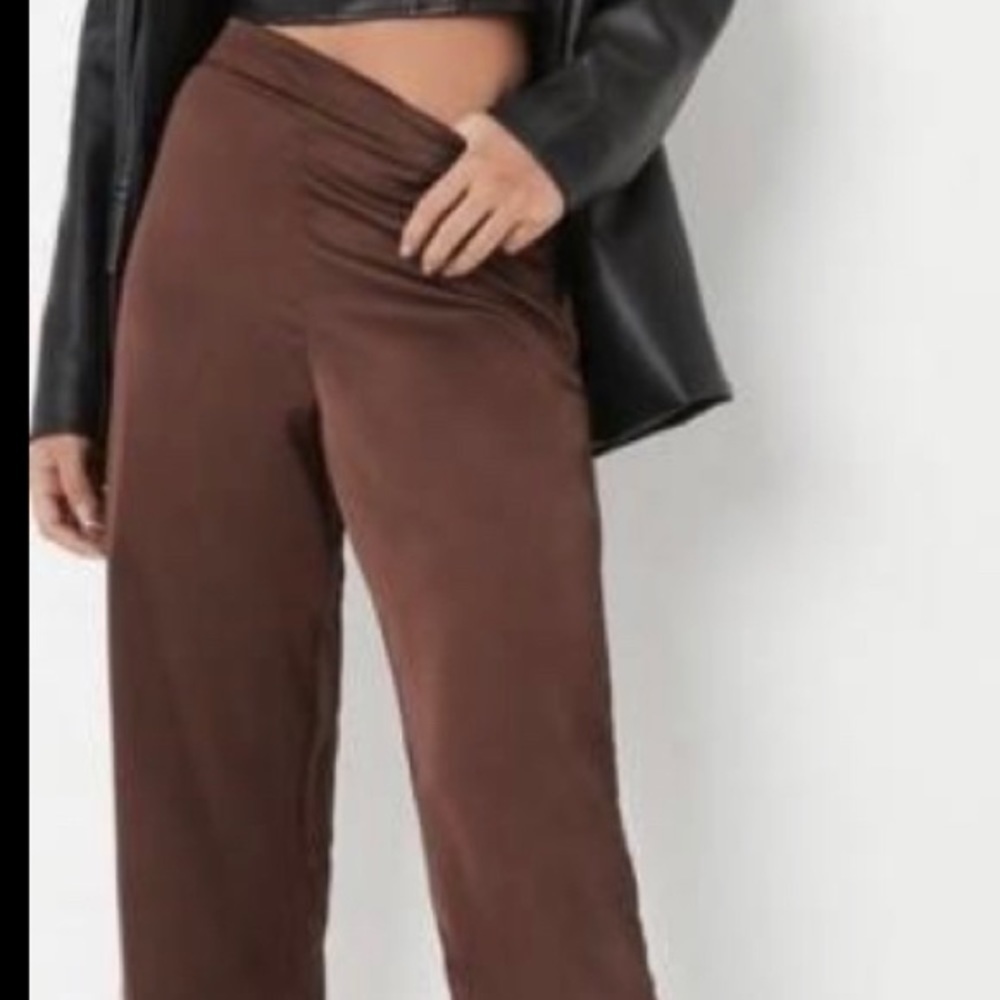 Misguided chocolate satin pants - Picture 1 of 3